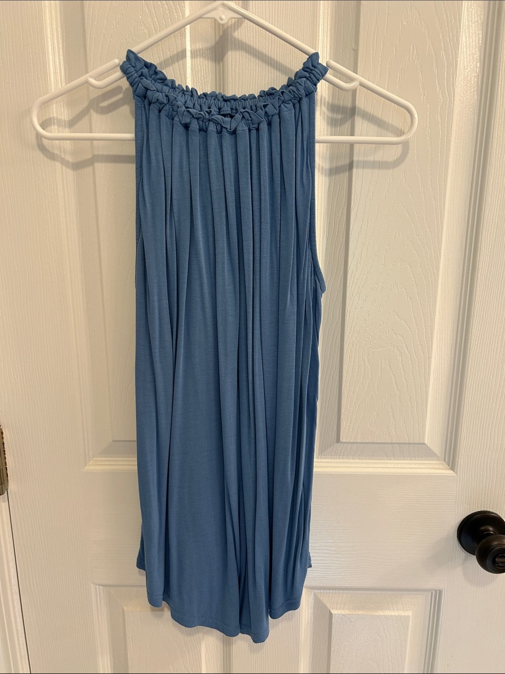 Loft Blue Smocked Halter Neck Shirt